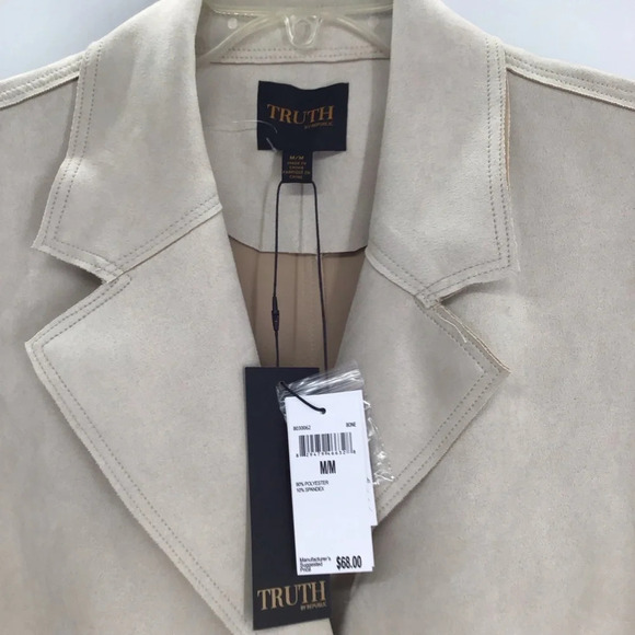 TRUTH by Republic Women’s Faux Suede Button-Up Vest Stone NWT Size Medium - Picture 4 of 9